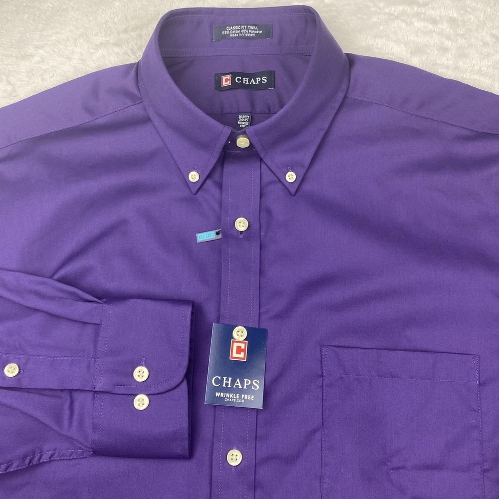 CHAPS Shirt Mens 16-16.5/34-35 Grape Classic Fit Wrinkle Free New w/Tags!